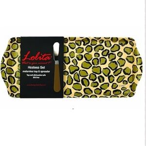 C.R Gibson “Lolita” melamine hostess tray set in leopard print